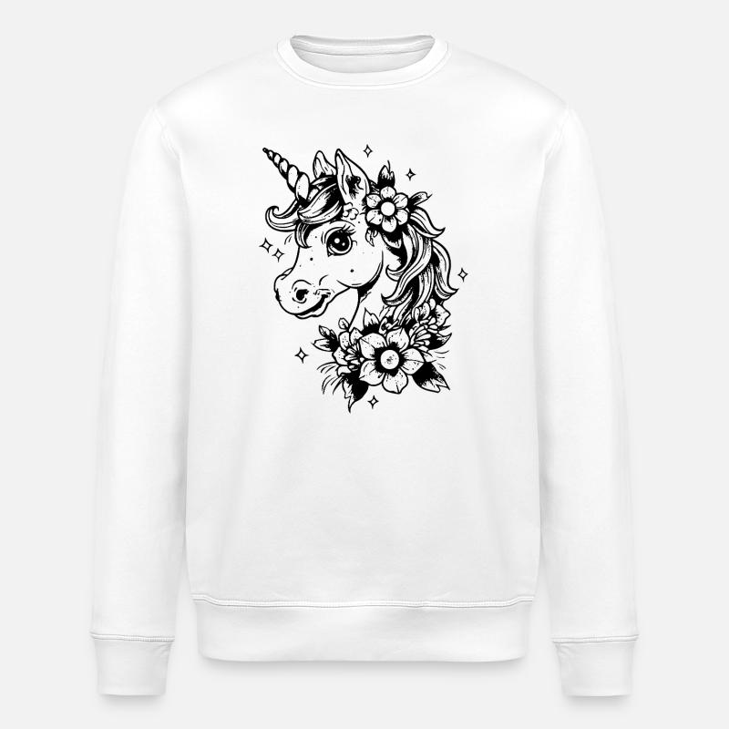 Licorne aux fleurs - Sweat bio ROLLER Stanley/Stella Unisexe - blanc