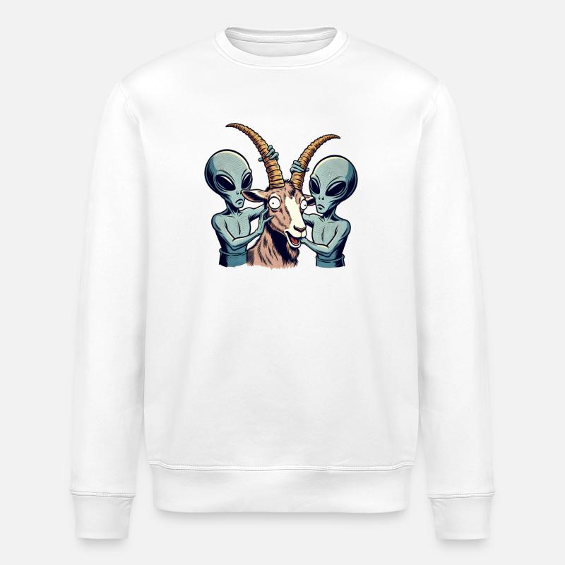 Des extraterrestres examinent une chèvre - Sweat bio ROLLER Stanley/Stella Unisexe - blanc