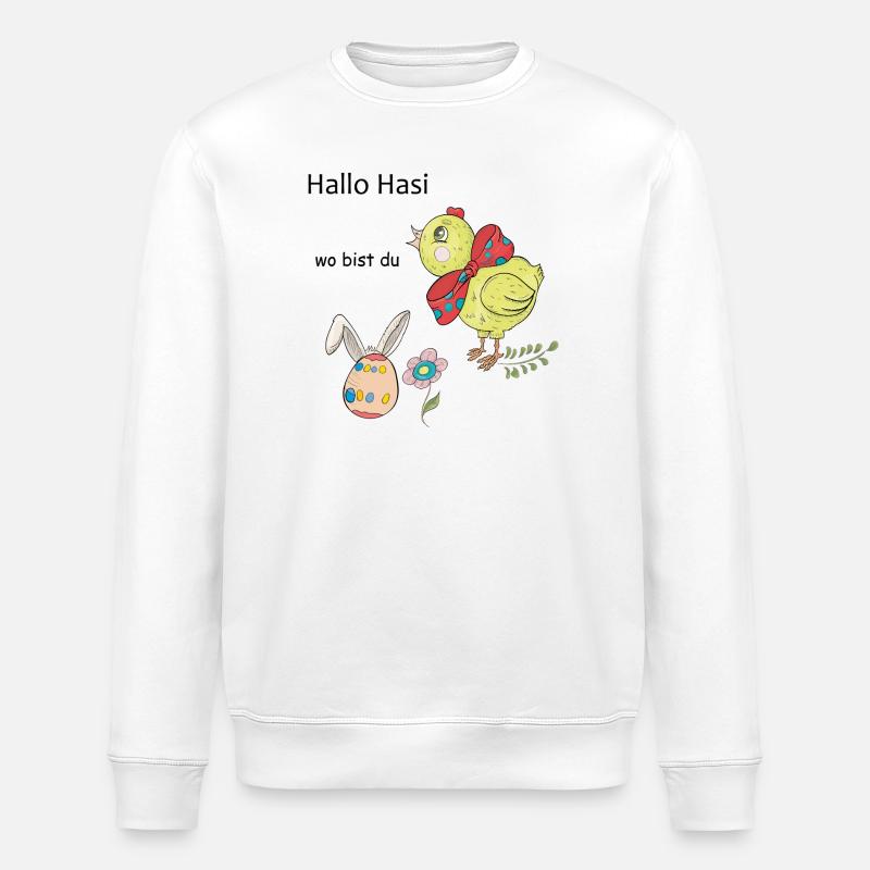 Easter chicken with bow - Stanley/Stella ROLLER Unisex Organic Sweatshirt - white