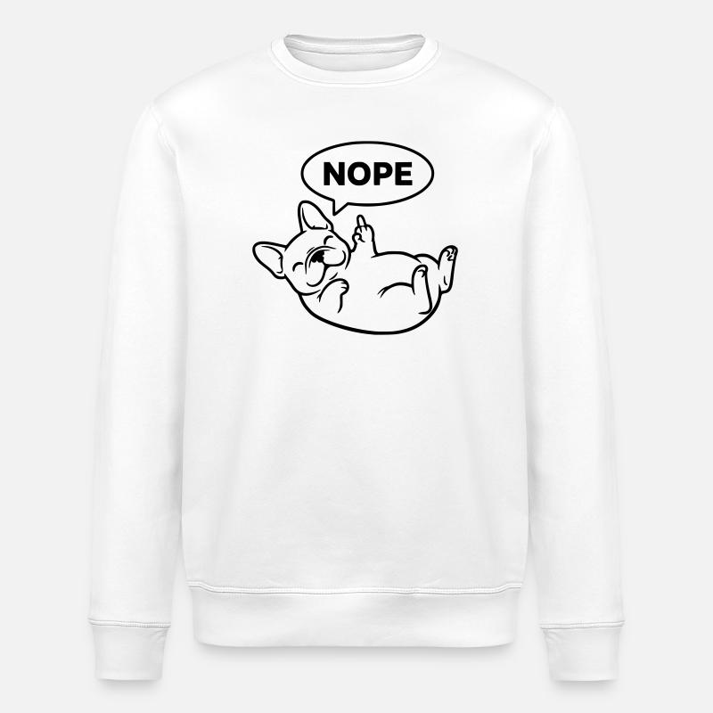 Lachender Frenchie Nope Outline - Stanley/Stella Unisex Bio-Sweatshirt ROLLER - Weiß