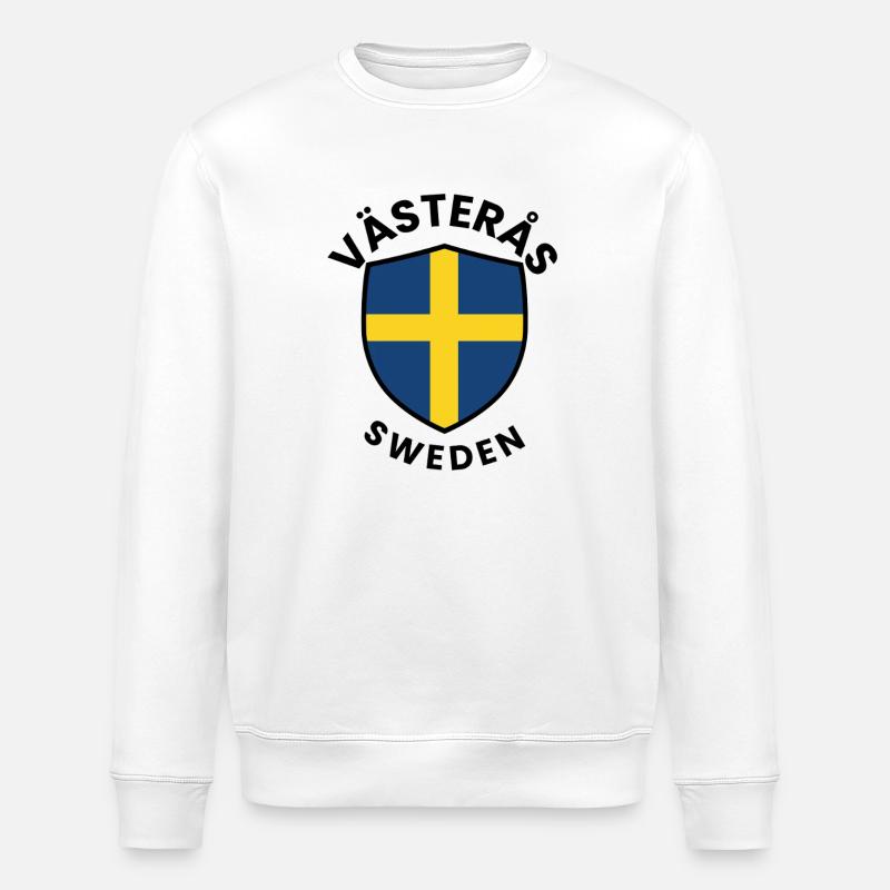 Swedish Flag Shield Emblem - Stanley/Stella ROLLER Unisex Organic Sweatshirt - white