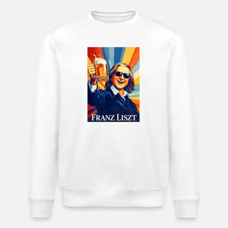 Thé grillé Pop Art Franz Liszt - Sweat bio ROLLER Stanley/Stella Unisexe - blanc