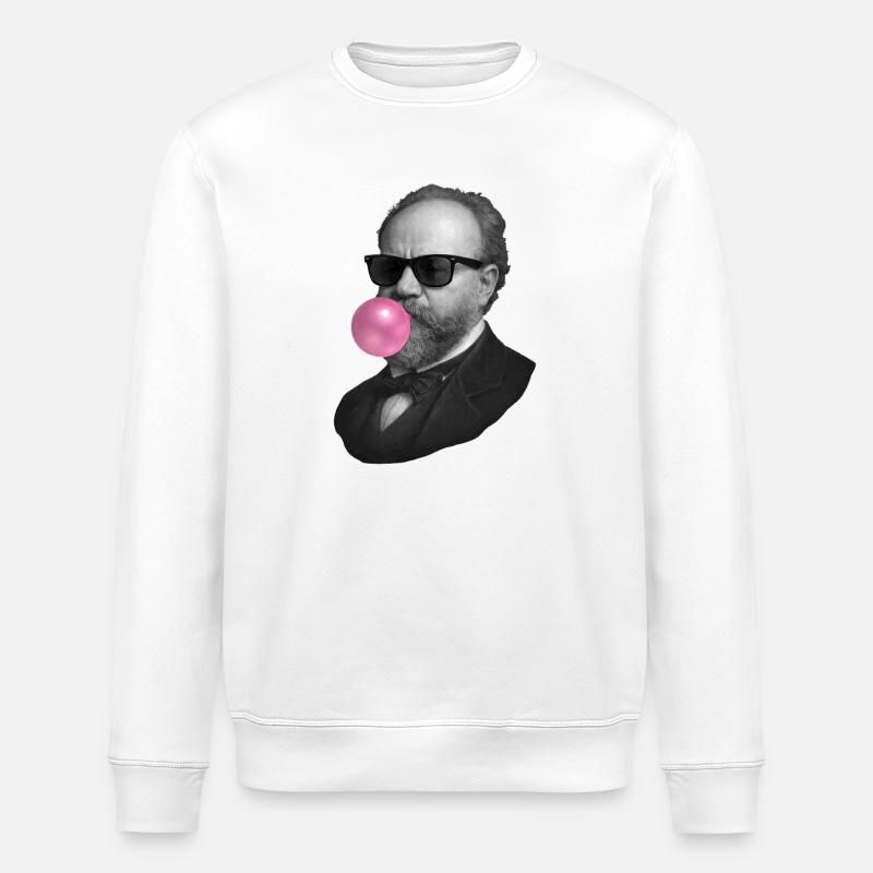 Schwarzweiß Dandy mit rosa Blase - Stanley/Stella Unisex Bio-Sweatshirt ROLLER - Weiß