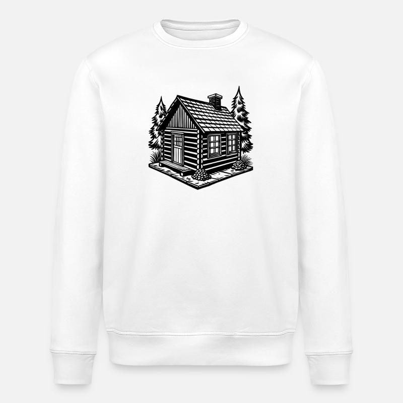 Log cabin - Stanley/Stella ROLLER Unisex Organic Sweatshirt - white