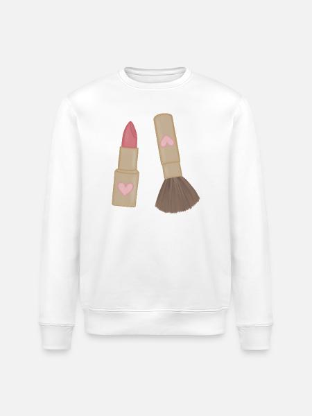 Heart Lip Lipstick & Brush Charm - Stanley/Stella ROLLER Unisex Organic Sweatshirt - white