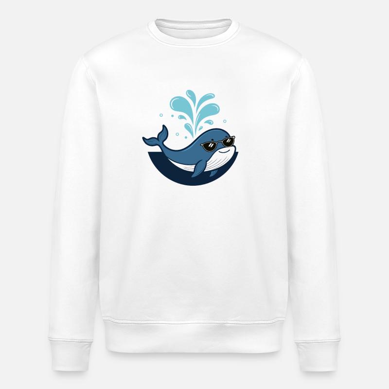 Whale Stylish Black Glasses - Stanley/Stella Unisex Bio-Sweatshirt ROLLER - Weiß