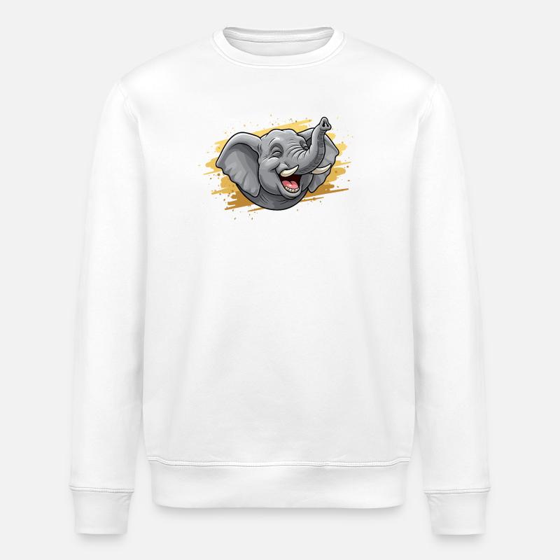 Laughing Elephant Head Comic - Stanley/Stella ROLLER Unisex Organic Sweatshirt - white