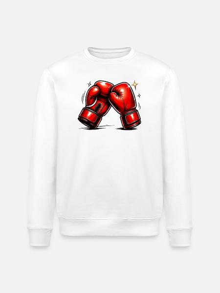 Red Boxing Gloves Power and Dynamics - Stanley/Stella ROLLER Unisex Organic Sweatshirt - white