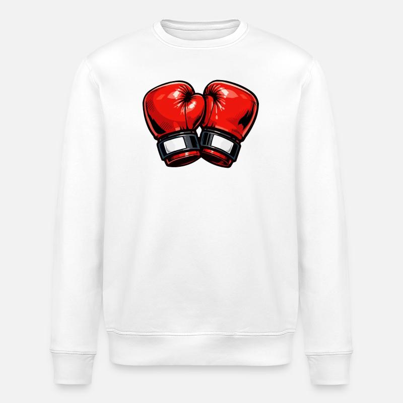 Rote Cartoon Boxhandschuhe - Stanley/Stella Unisex Bio-Sweatshirt ROLLER - Weiß