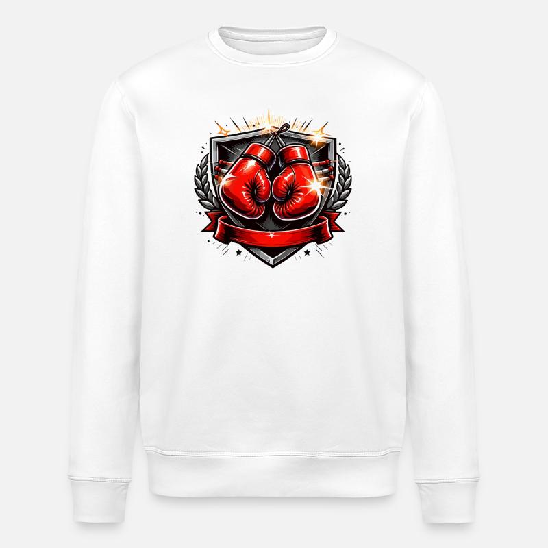 Boxhandschuh Wappen Design - Stanley/Stella Unisex Bio-Sweatshirt ROLLER - Weiß