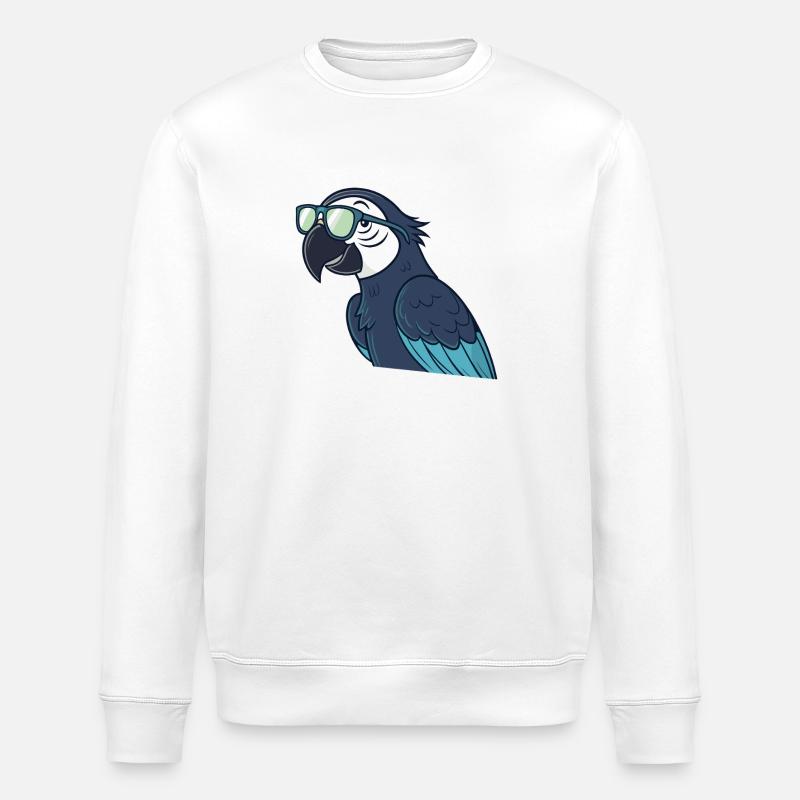 Papagei, stylische grüne Brille - Stanley/Stella Unisex Bio-Sweatshirt ROLLER - Weiß
