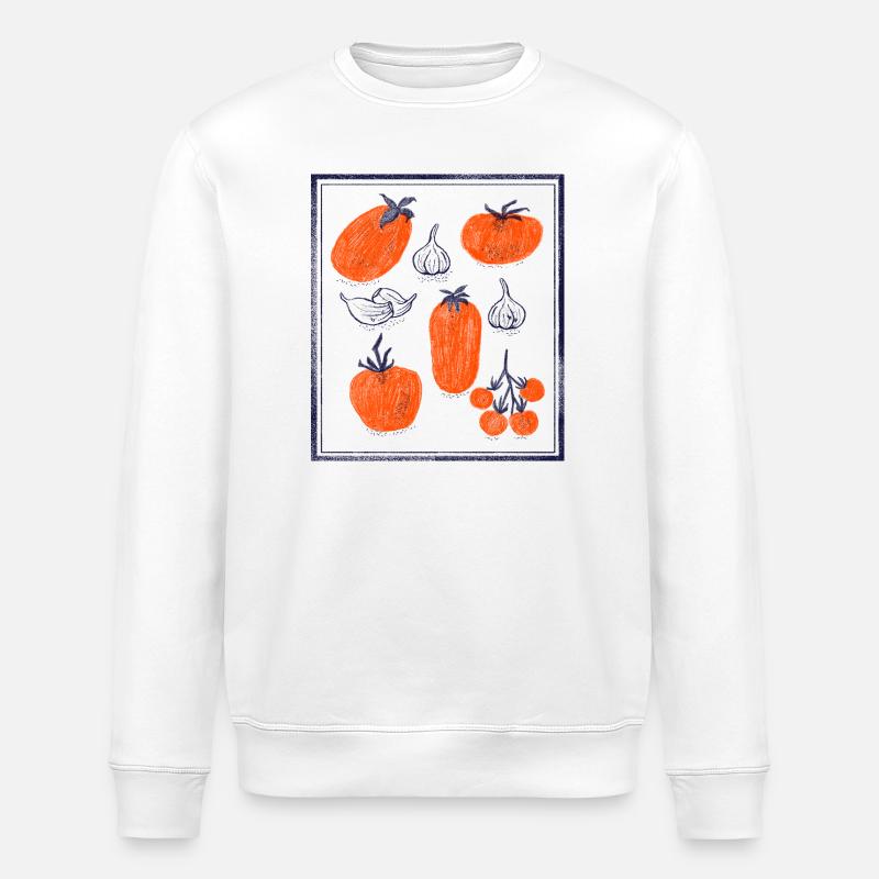 Tomato Bulb Garlic Pattern - Stanley/Stella ROLLER Unisex Organic Sweatshirt - white