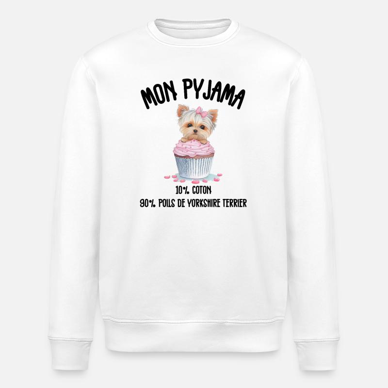 Pyjama Chien Yorkshire Drôle  - Sweat bio ROLLER Stanley/Stella Unisexe - blanc