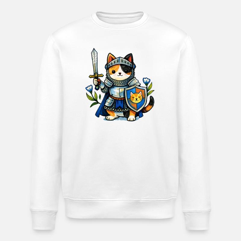 Quête de l’armure du Chaton Chevalier - Sweat bio ROLLER Stanley/Stella Unisexe - blanc