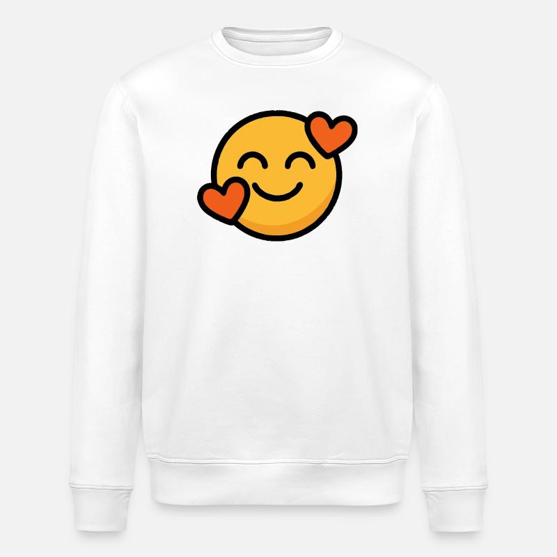 Liebe Smiley mit Herzen - Stanley/Stella Unisex Bio-Sweatshirt ROLLER - Weiß