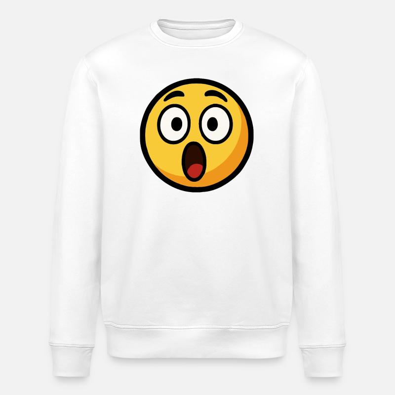 Ängstliches Emotikon ausgesprochenes Gesicht - Stanley/Stella Unisex Bio-Sweatshirt ROLLER - Weiß