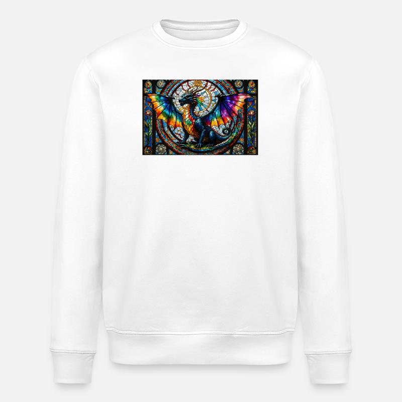 Drache im Glasart stil - Stanley/Stella Unisex Bio-Sweatshirt ROLLER - Weiß