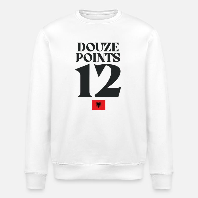 Doze Points 12 Drapeau albanais Eurovision - Sweat bio ROLLER Stanley/Stella Unisexe - blanc
