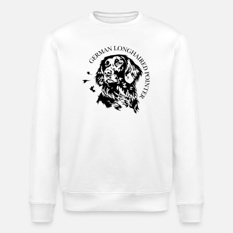 German Longhaired Pointer Jagdhunde Hunde Wilsigns - Stanley/Stella Unisex Bio-Sweatshirt ROLLER - Weiß