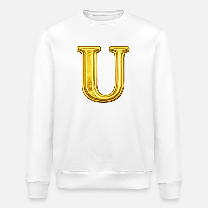Golden U Monogram - Stanley/Stella ROLLER Unisex Organic Sweatshirt - white
