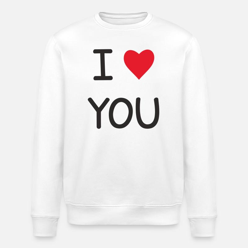 I ❤️ You – Sweet Love Tekstdesign - Stanley/Stella økologisk unisex-sweatshirt ROLLER - hvid