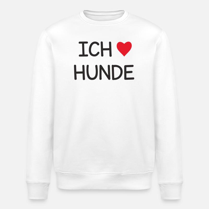 Ich ❤️ Hunde – Süßes Hundeliebe Textdesign - Stanley/Stella Unisex Bio-Sweatshirt ROLLER - Weiß