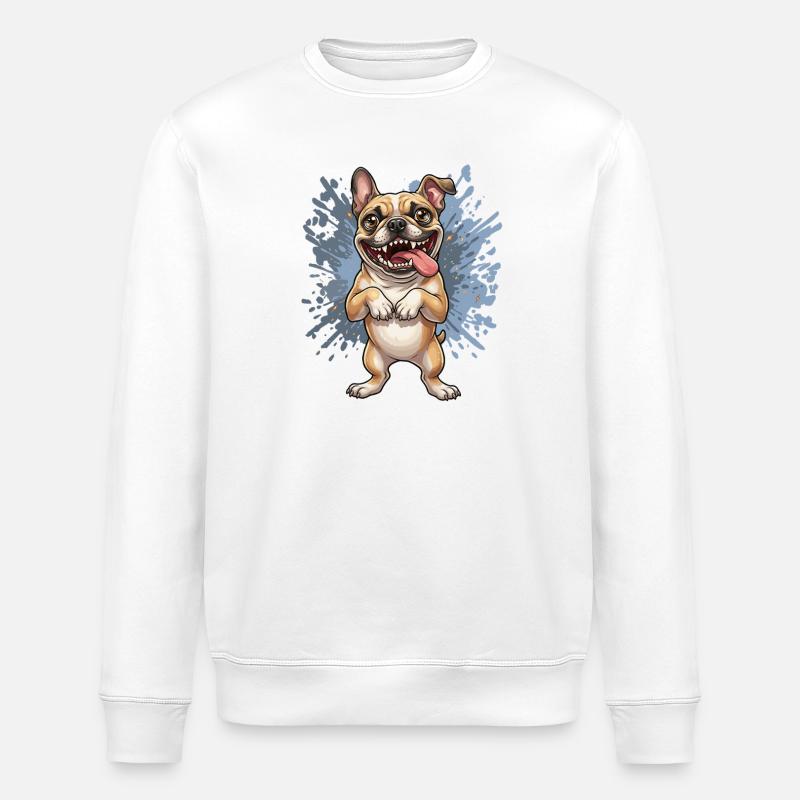 Pug Pose Splash - Stanley/Stella ROLLER Unisex Organic Sweatshirt - white