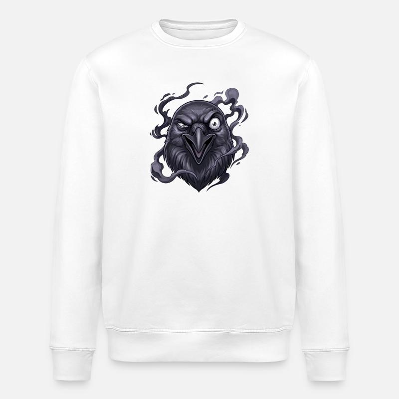 Dunkler Rabenkopf mit Rauch - Stanley/Stella Unisex Bio-Sweatshirt ROLLER - Weiß