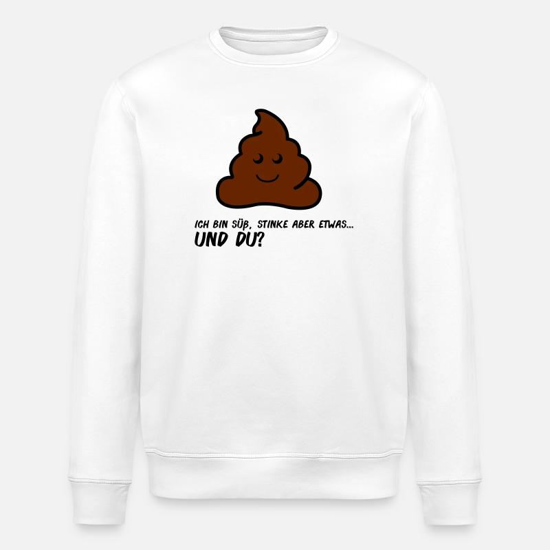 Friendly Poo AA Comic Face - Stanley/Stella ROLLER Unisex Organic Sweatshirt - white