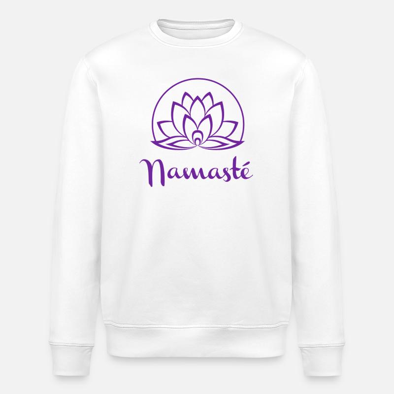 Violetter Lotus Namaste-Emblem - Stanley/Stella Unisex Bio-Sweatshirt ROLLER - Weiß