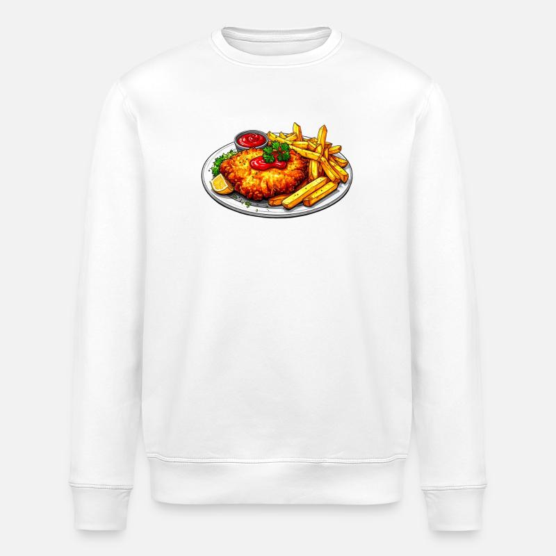 Schnitzel aux frites - Sweat bio ROLLER Stanley/Stella Unisexe - blanc