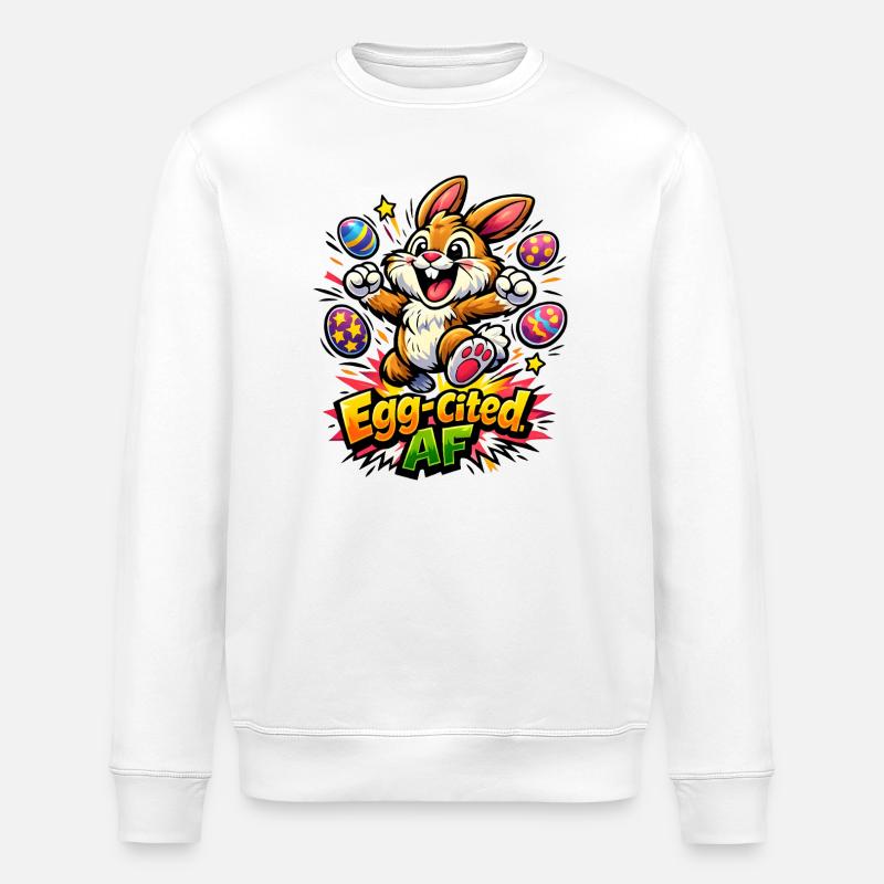 Bunny Bunny Spring Summer Easter Garden - Stanley/Stella ROLLER Unisex Organic Sweatshirt - white