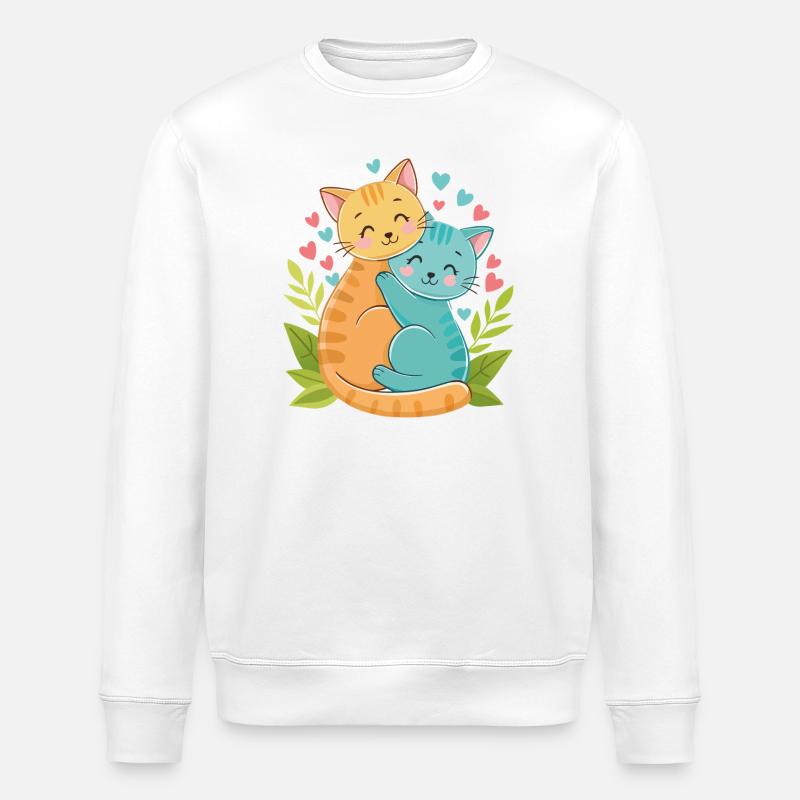 kuschelnde Kätzchen - Stanley/Stella Unisex Bio-Sweatshirt ROLLER - Weiß