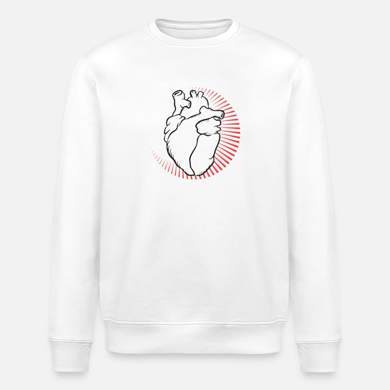 Anatomisches Herz mit rotem Strahlenkranz - Stanley/Stella Unisex Bio-Sweatshirt ROLLER - Weiß