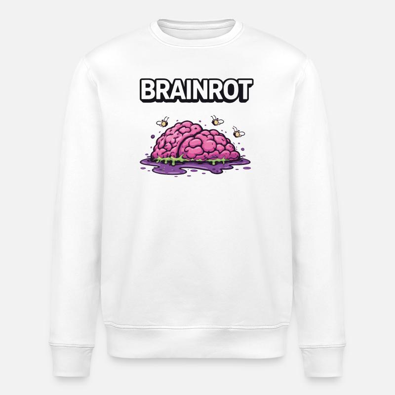 Brainrot Zombie Gehirn - Stanley/Stella Unisex Bio-Sweatshirt ROLLER - Weiß