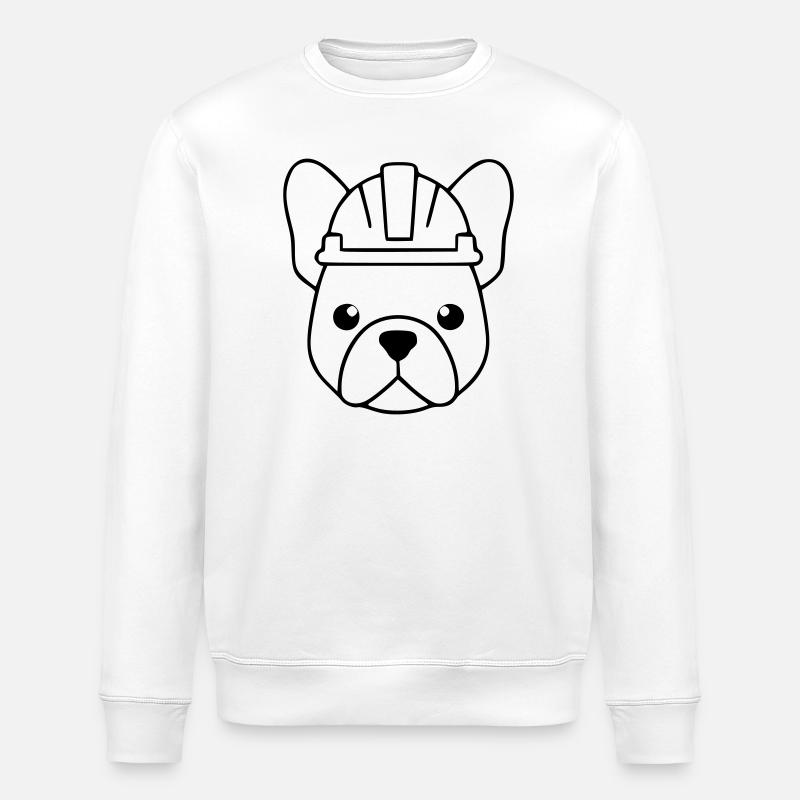 Frenchie Bauarbeiter Helm Outline - Stanley/Stella Unisex Bio-Sweatshirt ROLLER - Weiß