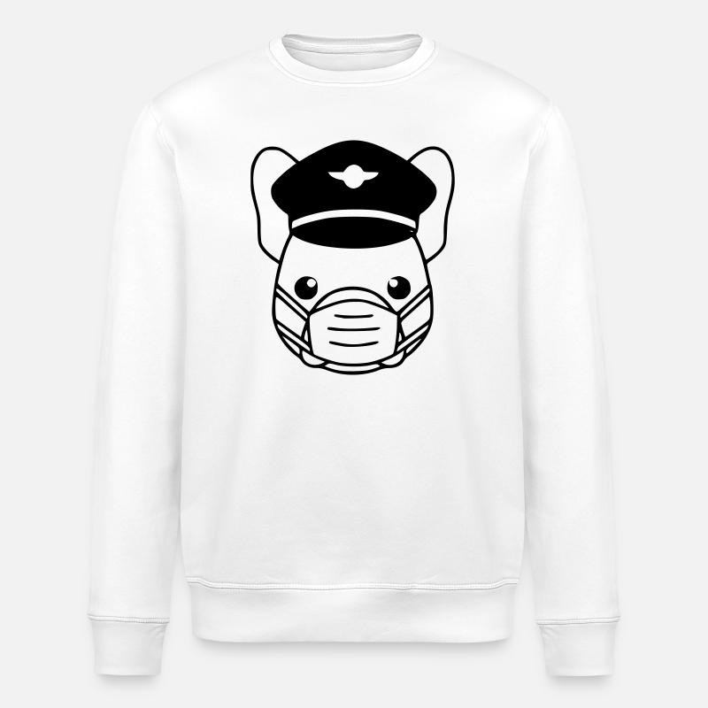 Frenchie Pilot Mask Black - Stanley/Stella ROLLER Unisex Organic Sweatshirt - white