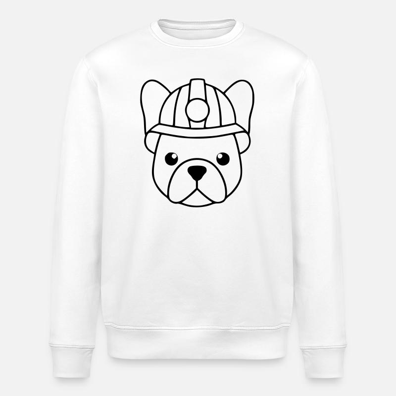 Frenchie Bergarbeiter Helm Lampe - Stanley/Stella Unisex Bio-Sweatshirt ROLLER - Weiß