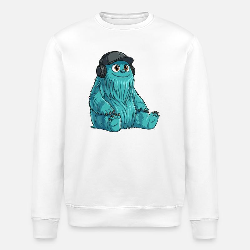 Monster Fluffonster® - DJ Fluffo s’assoit - Sweat bio ROLLER Stanley/Stella Unisexe - blanc