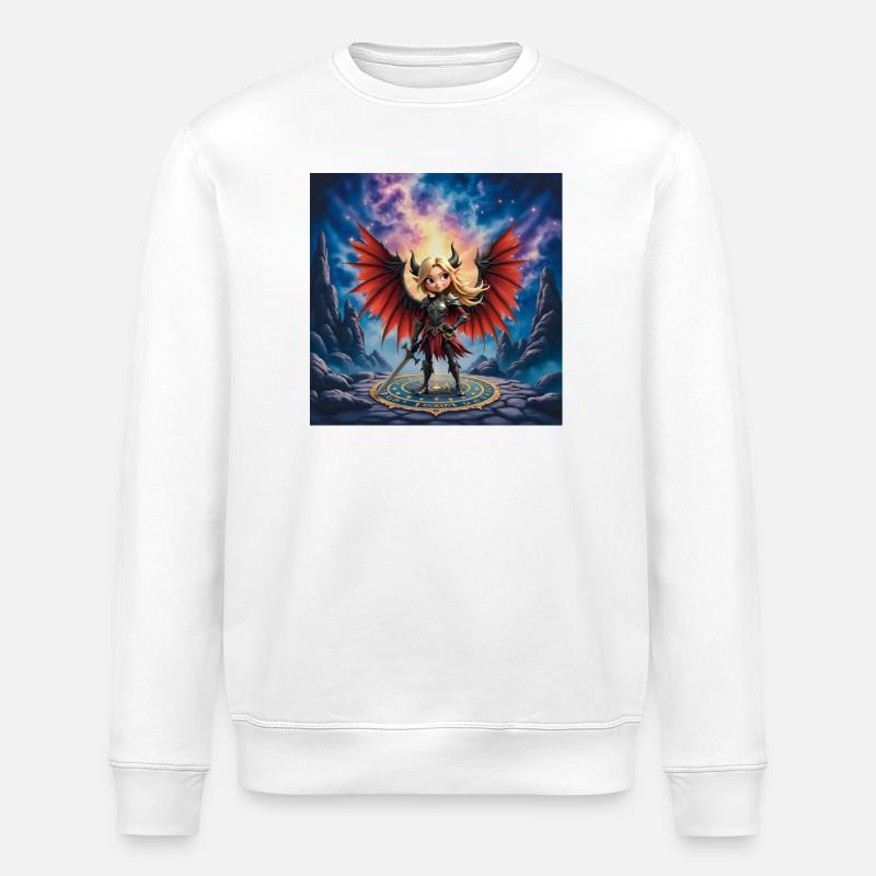 Rotflügeliger Krieger in Runen - Stanley/Stella Unisex Bio-Sweatshirt ROLLER - Weiß