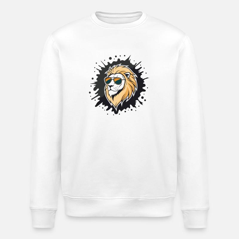 Löwe mit auffälligen Sonnenbrillen - Stanley/Stella Unisex Bio-Sweatshirt ROLLER - Weiß