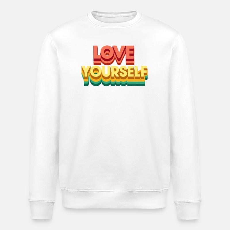Retro Regenbogen-Selbstliebe - Stanley/Stella Unisex Bio-Sweatshirt ROLLER - Weiß