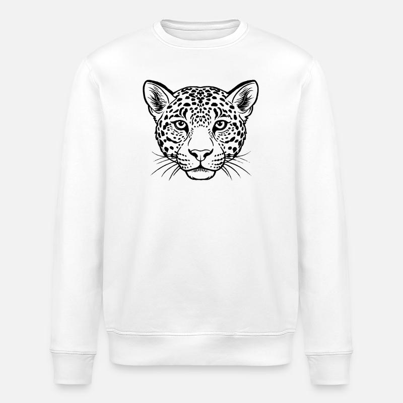 Leopard face - Stanley/Stella ROLLER Unisex Organic Sweatshirt - white