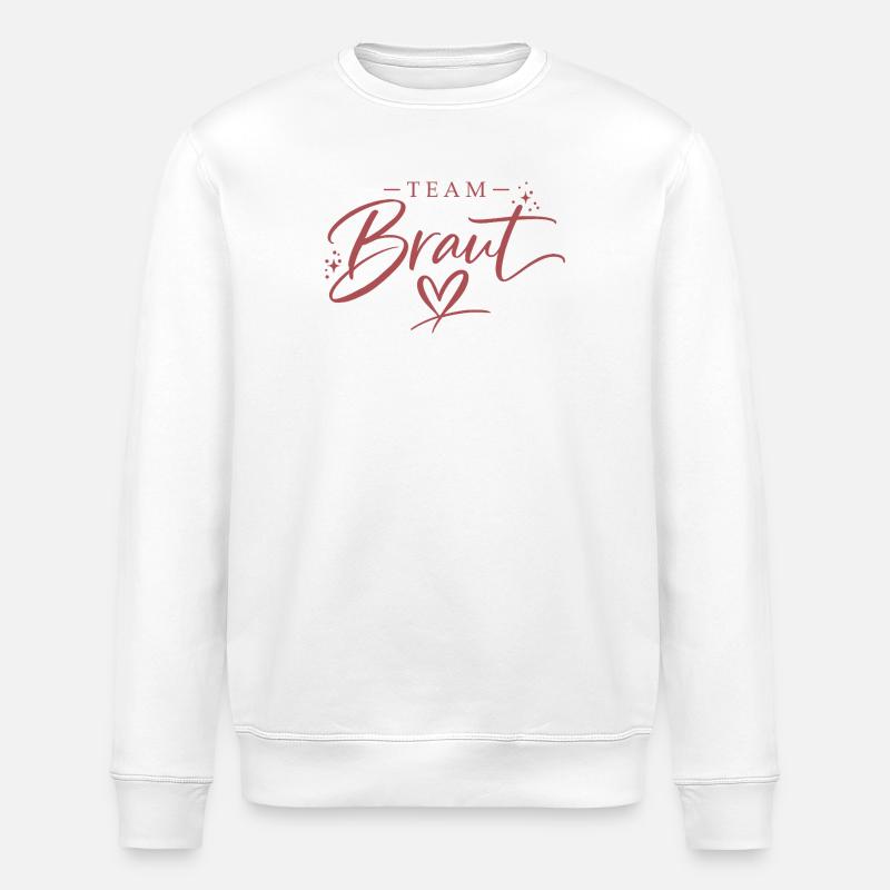 Team Braut Logo mit Herzschrift - Stanley/Stella Unisex Bio-Sweatshirt ROLLER - Weiß