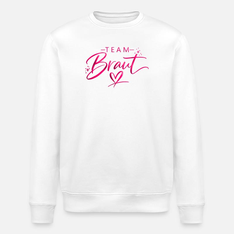 Team Braut Pink Herz Logo - Stanley/Stella Unisex Bio-Sweatshirt ROLLER - Weiß