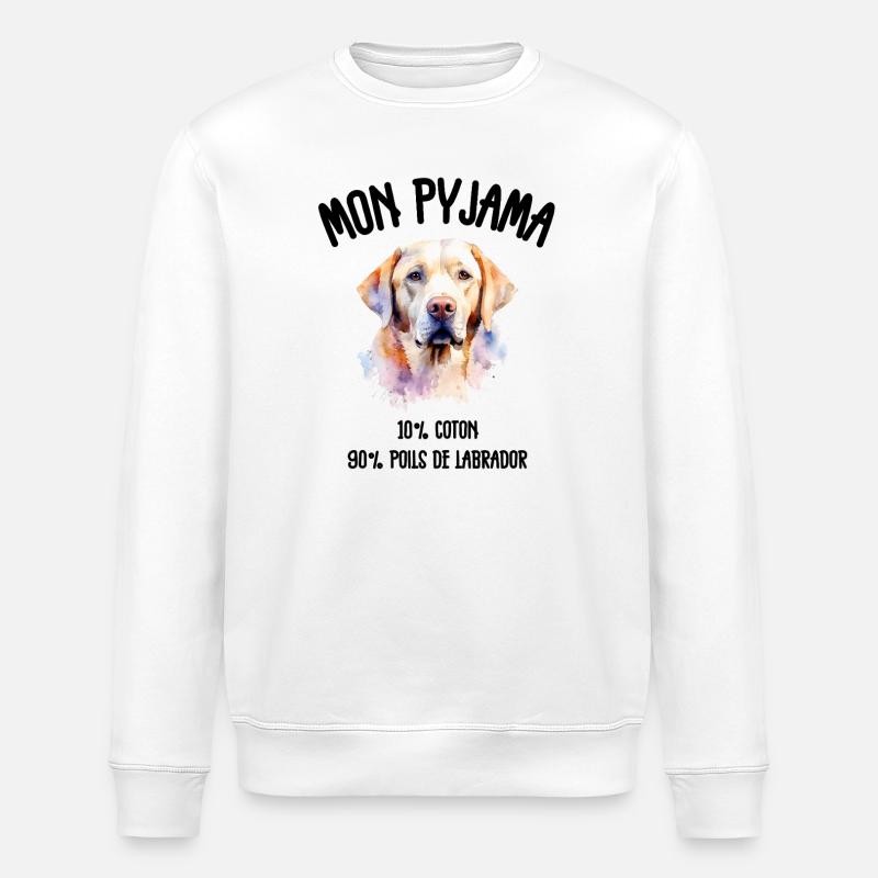 Labrador-Hunde-Pyjama-Humor - Stanley/Stella Unisex Bio-Sweatshirt ROLLER - Weiß