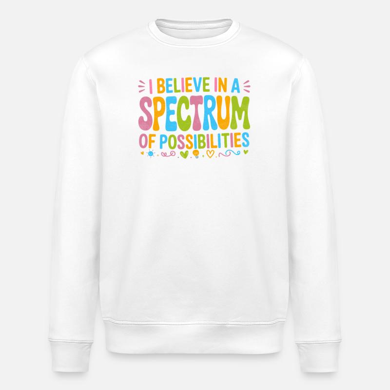 Autism Awareness Support rainbow - Stanley/Stella ROLLER Unisex Organic Sweatshirt - white