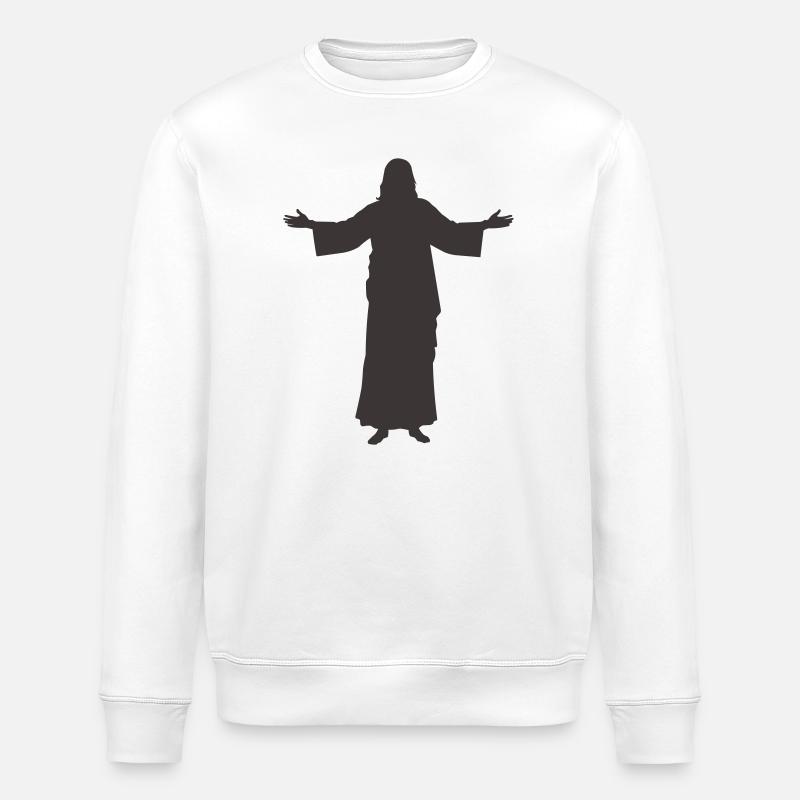 Jesus Silhouette Offene Arme - Stanley/Stella Unisex Bio-Sweatshirt ROLLER - Weiß