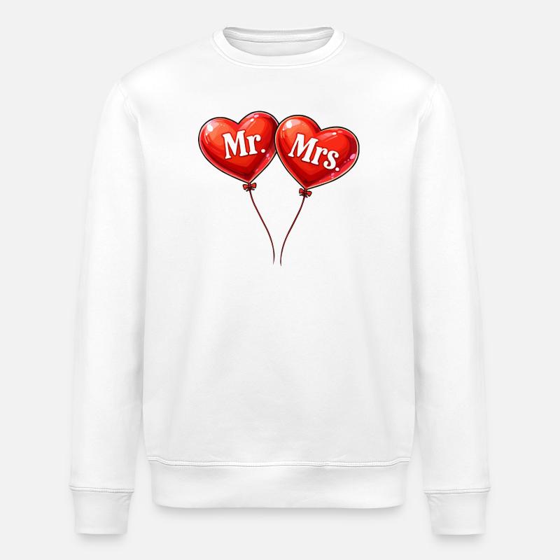 Herzballons Mr Mrs Brautpaar - Stanley/Stella Unisex Bio-Sweatshirt ROLLER - Weiß