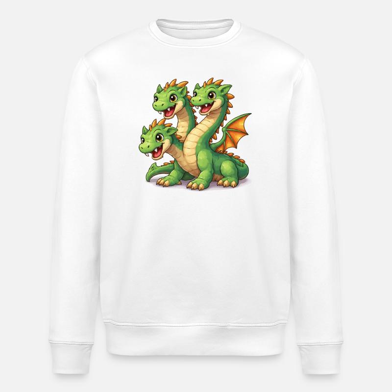 Three-Headed Dragon - Stanley/Stella ROLLER Unisex Organic Sweatshirt - white
